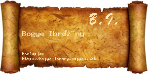 Bogye Ibrány névjegykártya